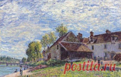 Альфред Сислей (Alfred Sisley; 1839-1899). Banks of the Loing at Saint-Mammes in Summer, 1883. / Удивительное искусство