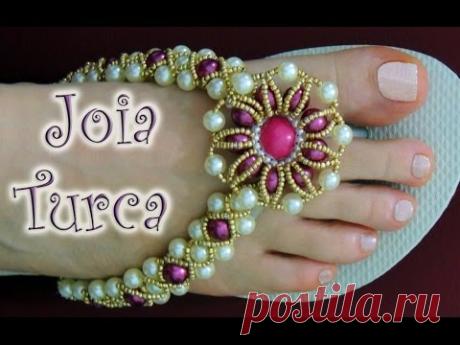 Chinelo decorado - Flor de pérolas passo-a-passo