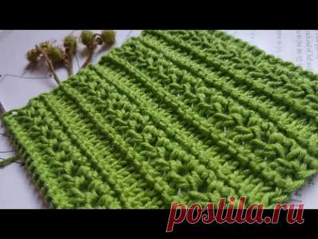 Вяжем рельефные горизонтальные дорожки 🌾knitting pattern.
