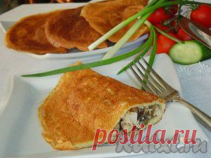 Блинчатые пирожки с начинкой из курятины и грибов