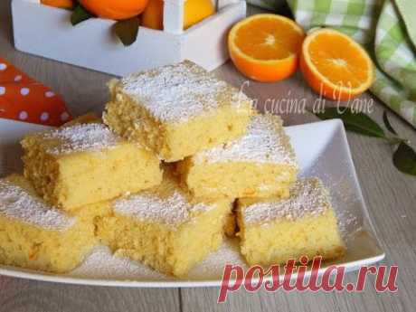 Quadrotti arancia e ricotta senza olio e senza burro