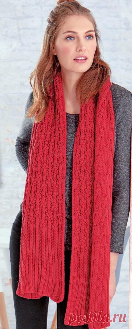 Двухсторонний шарф с косами &mdash; Shpulya.com - схемы с описанием для вязания спицами и крючком