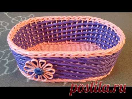#1095 Мастер-класс c Ниной Корзинка из газет Woven basket from newspaper ENGLISH SUBTITLES - YouTube