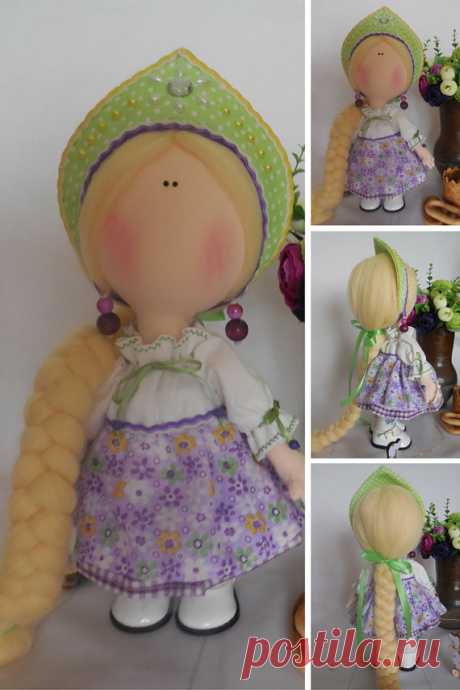 Textile doll Handmade doll Fabric doll Violet by AnnKirillartPlace
