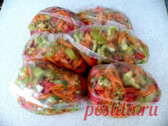 Заправка которая сделает супы вкуснее  Каждое лето-осень делаю эту заморозку. Кладу её во все первые блюда, гарниры, мясо, рыбу, да много куда. Цвет у супчика становится красочный, а запах летний. Делается всё очень просто, заправки получается много — с одной порции 4-х-литровая кастрюля.  Ингредиенты:  — Лук — 1 кг  — Морковь — 1 кг  — Перец болгарский (желательно разных цветов) — 1 кг  — Помидоры
