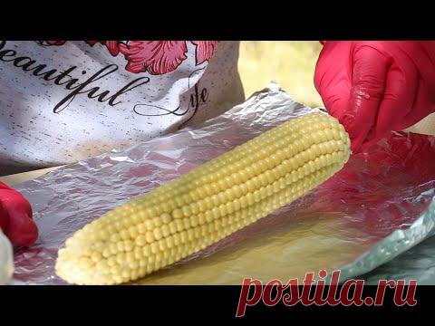 Вкусные рецепты. КУКУРУЗА на УГЛЯХ / КАМБАЛА на УГЛЯХ. Рецепт рыбы и кукурузы со сливочным маслом.