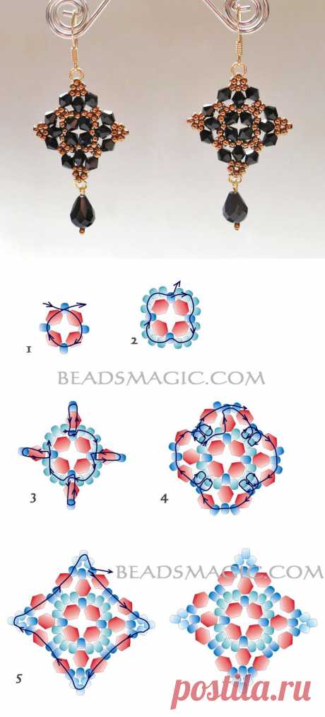 Free pattern for beautiful beaded earrings Mia | Beads Magic