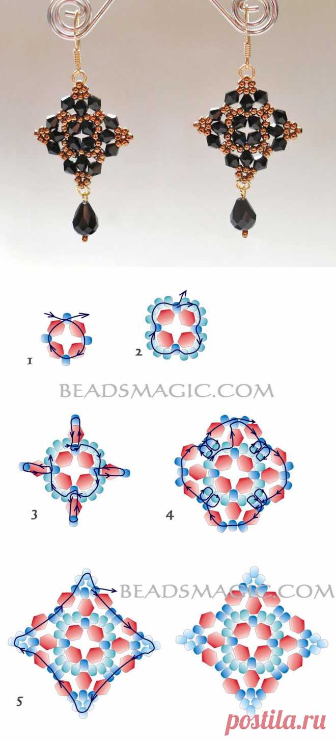 Free pattern for beautiful beaded earrings Mia | Beads Magic