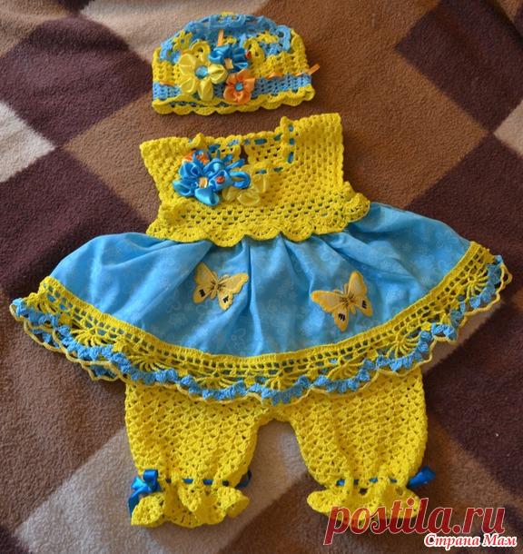 Комбинированный сарафан для Вареньки. - "Шью - вяжу - соединяю"))...или "Комбинированные вещи"...или "Сочетание вязания и шитья" - Страна Мам