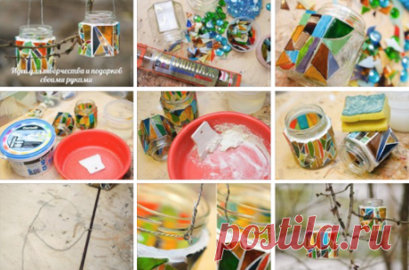 Подсвечники для сада из стеклянных банок