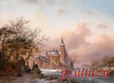 Фредерик Маринус Круземан (Frederik Marianus Kruseman, 1816–1882, Dutch) - Зимний пейзаж \1\