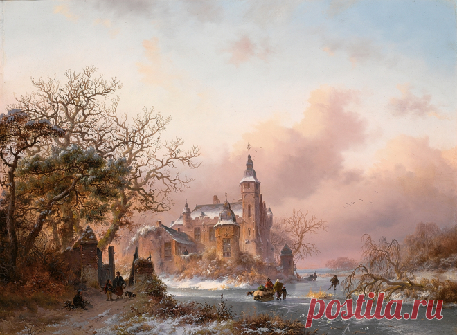 Фредерик Маринус Круземан (Frederik Marianus Kruseman, 1816–1882, Dutch) - Зимний пейзаж \1\