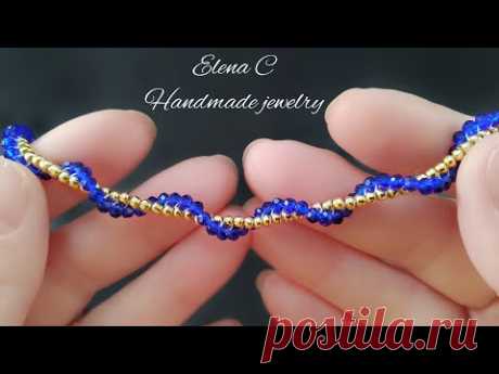 DIY Easy Beaded Bracelet Tutorial Twisted Bead Chain Простой Браслет из бисера и бусин своими руками