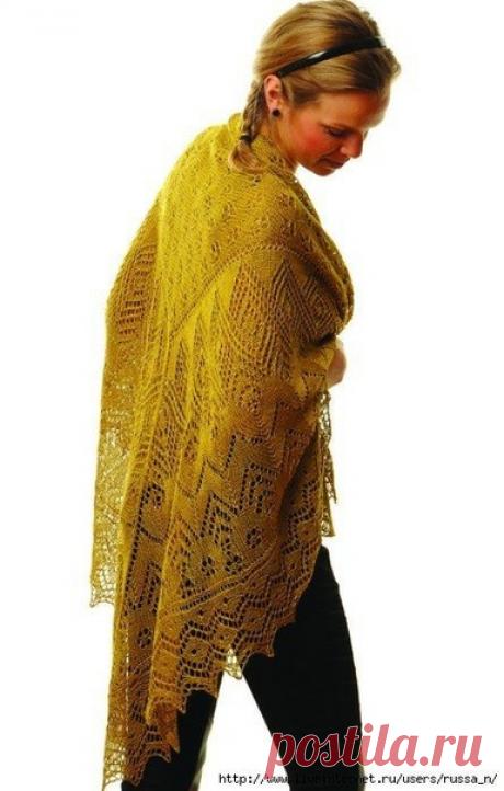 ШАЛЬ СПИЦАМИ "CYPRESS S" JAIPUR FINO
Размеры 160х160 см

Материалы
Пряжа JAIPUR FINO SILK from BC Garn (100% шелк, 50 г/300 м) 7 мотков, спицы круговые 4.5 мм

Плотность вязания
не имеет значения

Начать вязание шали ажурным узором в центре, потом вязать обвязку другим узором, потом закончить вязание ажурной каймой.
Набрать 2 п.
1 ряд: 1 лиц.п., накид, 1 лиц.п. = 1 ряд схемы 1.
2 ряд и все изн.р.: вязать изн.п.
Продолжить вязание по схеме узора, повторяя раппорт между черн...