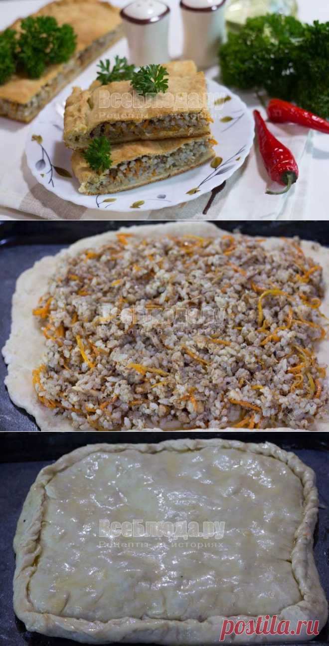 Пирог с рыбными консервами (сайрой) на кефире, рисом