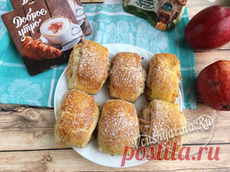 Рулетики с яблоками на скорую руку мягкие и вкусные