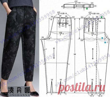 Брюки-бананы с высокой талией.  #простыевыкройки #простыевещи #шитье #женскиебрюки #брюкибананы #выкройка