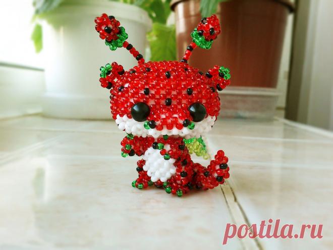 Клубничный дракончик | biser.info - всё о бисере и бисерном творчестве