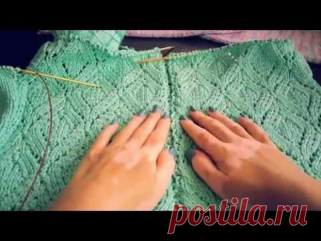 Дополнение №1. Рукава. КАРДИГАН "Бирюза" с АЖУРНЫМИ РОМБАМИ..