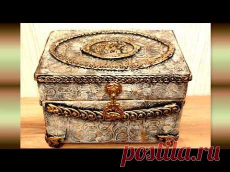 How to make a Vintage jewelry Box from Cardboard /DIY Jewelry Box Design Craft Idea