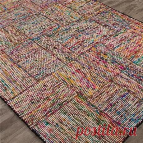Hand-Woven Recycled Material Rug - Shades of Light