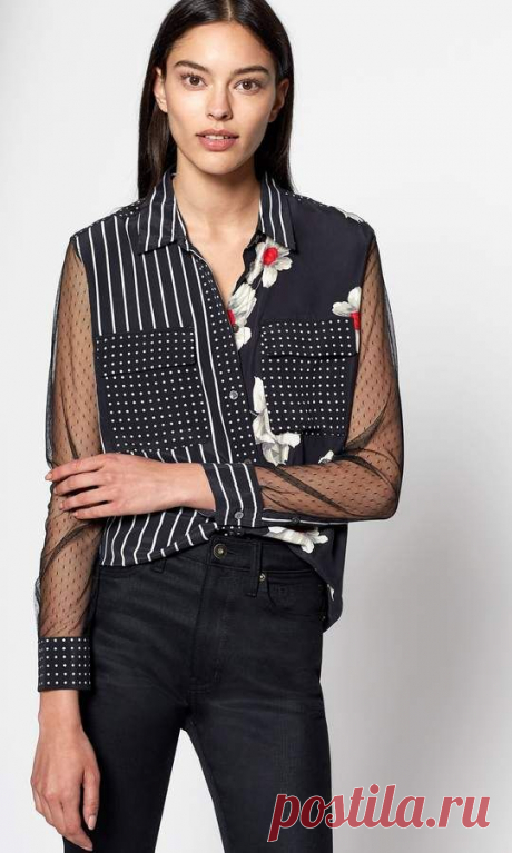 Equipment MIXED SIGNATURE SILK SHIRT