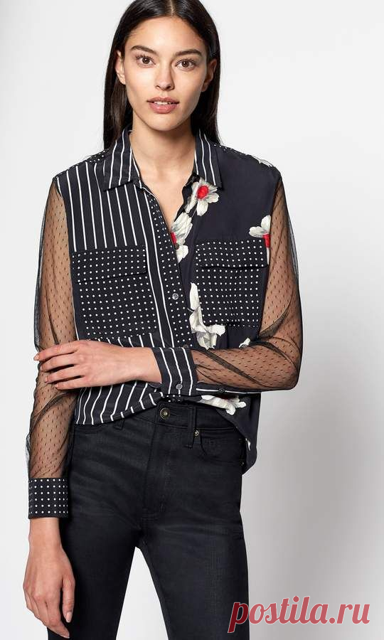Equipment MIXED SIGNATURE SILK SHIRT