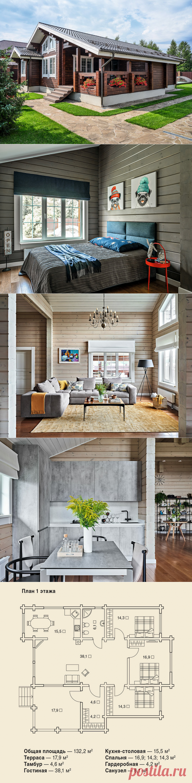 Уютный одноэтажный дом из клееного бруса | Красивые дома | Яндекс Дзен