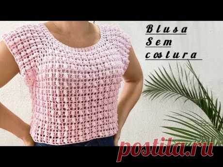 blusa de crochê ponto pipoca top down#crochet