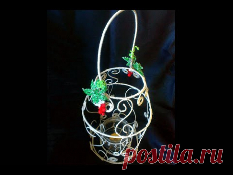 Подсвечник из проволоки и бисера (Candlestick made of wire and beads)