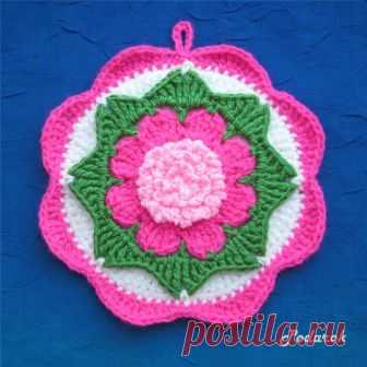 Модель вязаной прихватки крючком 