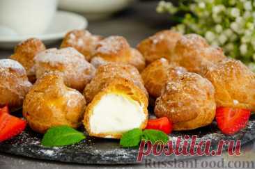 Рецепт: Профитроли со сливочно-творожным кремом на RussianFood.com