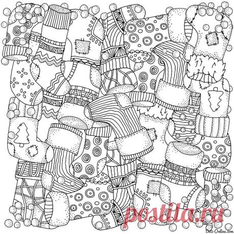 Зима в раскрасках для взрослых - 6 шаблонов для творчества