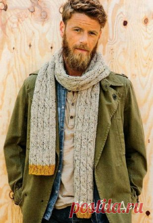 Вязание для мужчин спицами - мужской шарф, схема с описанием вязания