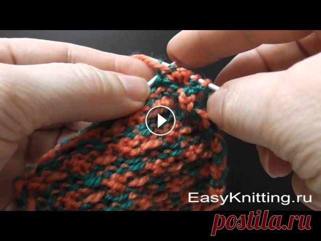 Двухцветный узор спицами Цветочки Подробное описание и схему двухцветного узора спицами 