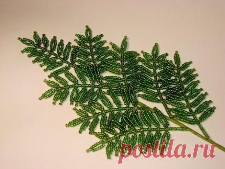 Декоративная веточка №7 из бисера. // Часть 1/3. // Бисероплетение. // Sprig of beads.