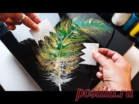 STUNNING Acrylic SWIPE Feather Painting Tutorial | ABcreative - Fluid Acrylic Pour