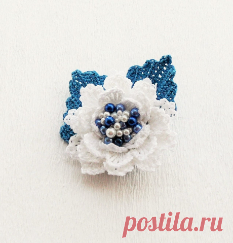 Crochet Brooch Beaded Brooch Crochet Flower от CraftsbySigita