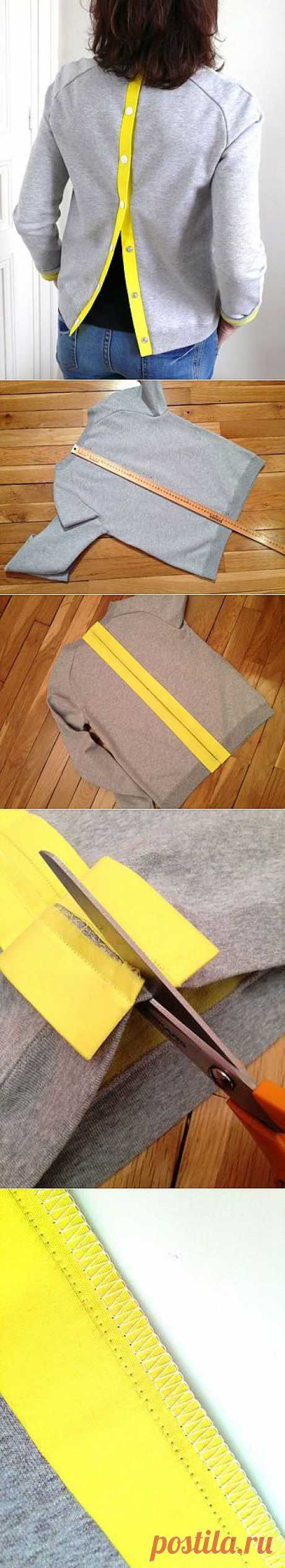 Свитшот с застежкой на спине Une touche de peps pour mon sweat gris - Bee made