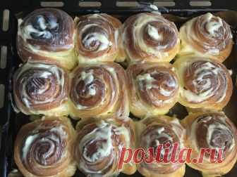 Булочки синнабон (Cinnabon) в сливочной глазури. Лучший рецепт