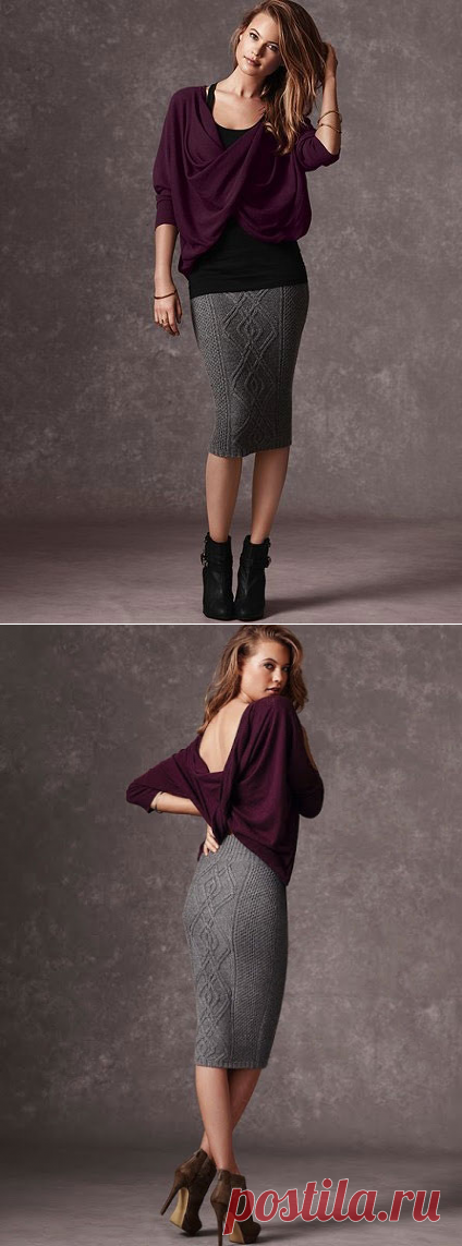 Стройнящая юбка от Victoria’s Secret спицами – схема вязания с описанием