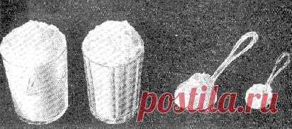 Количество продуктов  в стаканах и ложках.