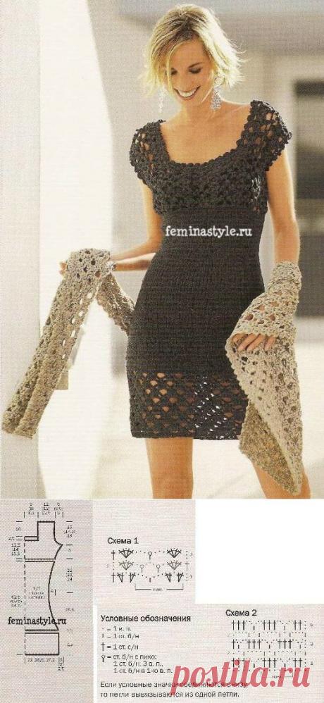 Платье в стиле Шанель и палантин связанные крючком и спицами / Рукоделие / Домоводство / Женские секреты / Женский стиль