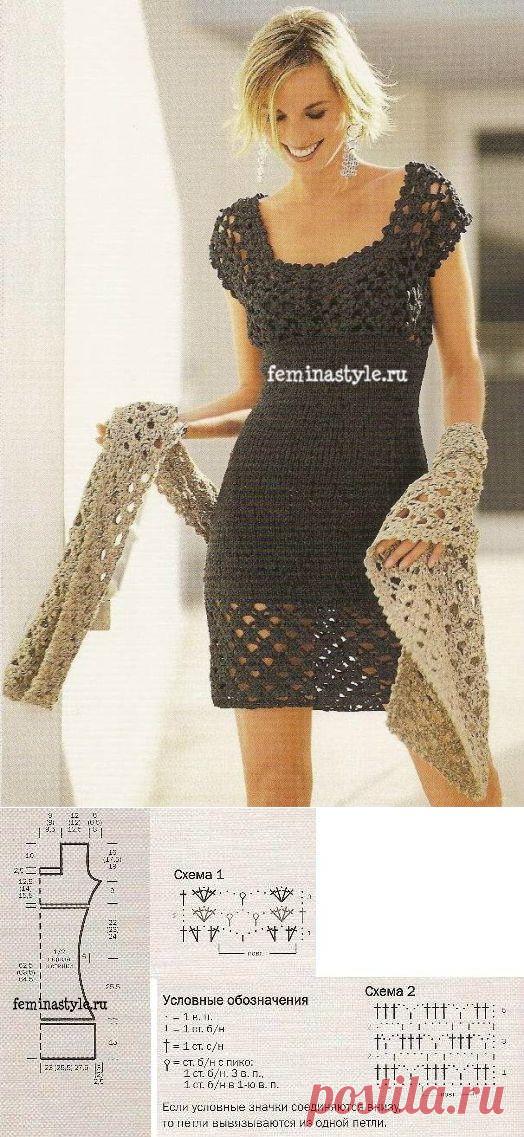 Платье в стиле Шанель и палантин связанные крючком и спицами / Рукоделие / Домоводство / Женские секреты / Женский стиль