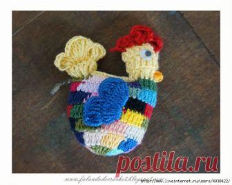 Курочка крючком - магнит на холодильник.Фото + схема.