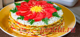 Кабачковый торт Очень вкусный и красивый закусочный торт получается из молодых кабачков