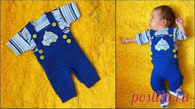 Комбинезон для новорожденного крючком | Полукомбинезон крючком