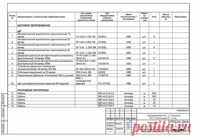 Проект электрики дома пример 1172