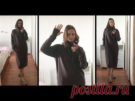 Как сшить худи-платье. Очень подробное видео. Доработка выкройки, крой, манжеты с отверстием...