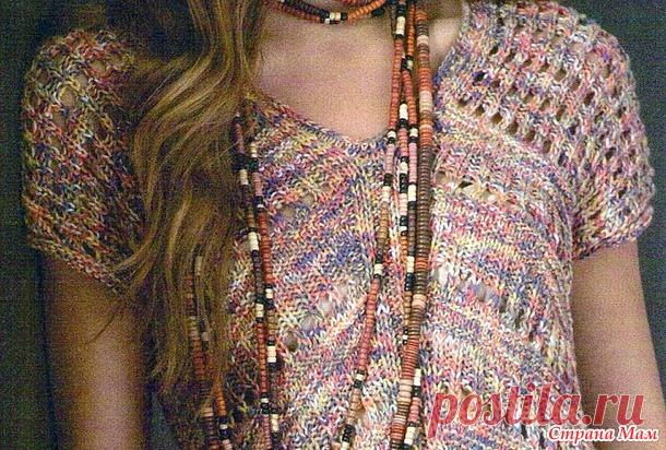 Пестрый летний топ. Спицы. - ВЯЗАНАЯ МОДА+ ДЛЯ НЕМОДЕЛЬНЫХ ДАМ - Страна Мам
